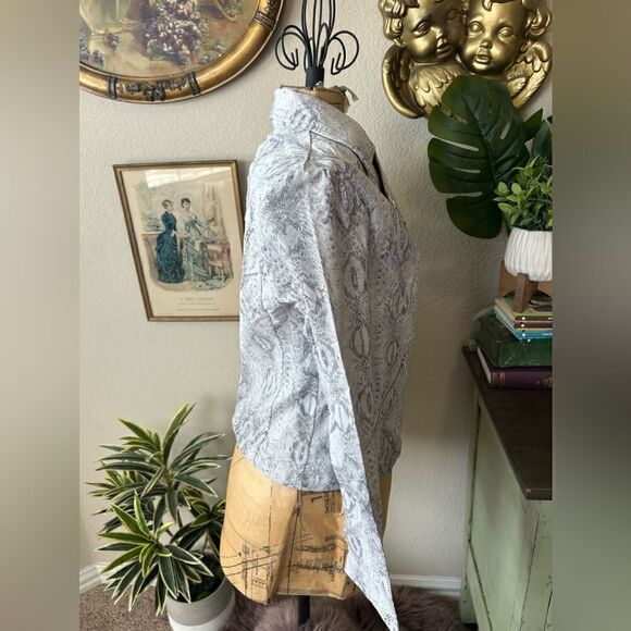 Adyson Parker NWT White Grey Snake Skin Print Zip Up Stretch Moto Jacket Sz M - Picture 3 of 10